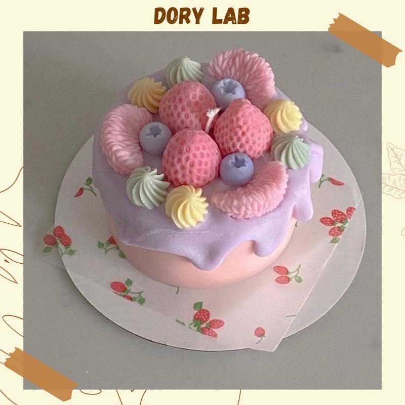 Nến Thơm Handmade Bánh Kem Dâu Tây Ngũ Sắc Mix Topping, Quà Tặng Độc Đáo - Dory Lab