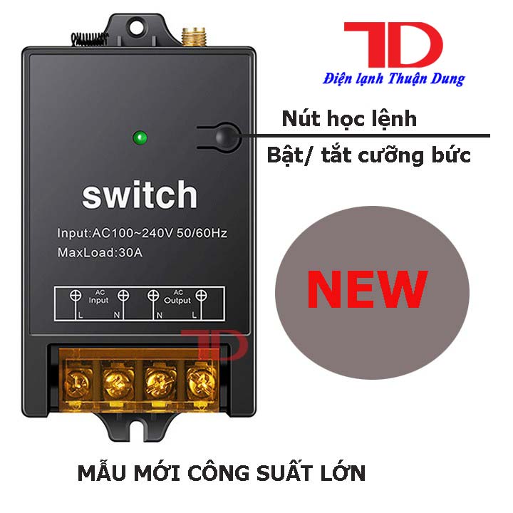 Bộ  công tắc điều khiển từ xa 100M xuyên tường công suất lớn 30A/3000w/110V-220V, Bộ điều khiển từ xa cho máy bơm máy rửa xe, công tắc hẹn giờ - Điện lạnh Thuận Dung