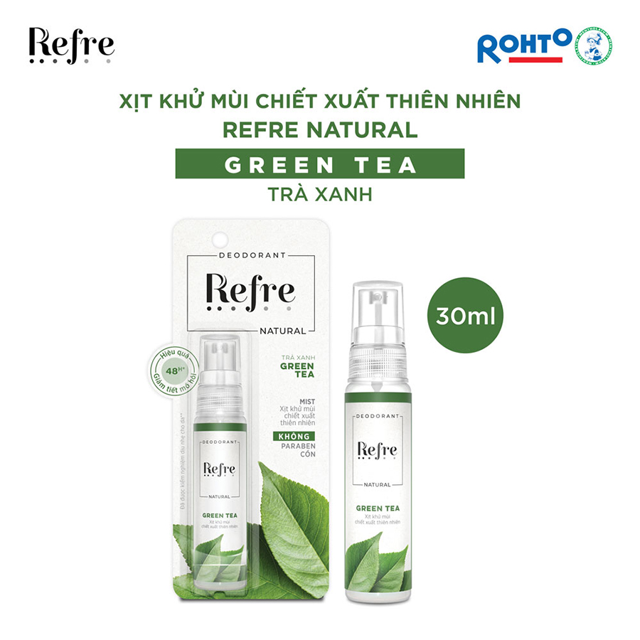 Xịt Khử Mùi Refre Natural Green Tea Hương Trà Xanh (30ml)