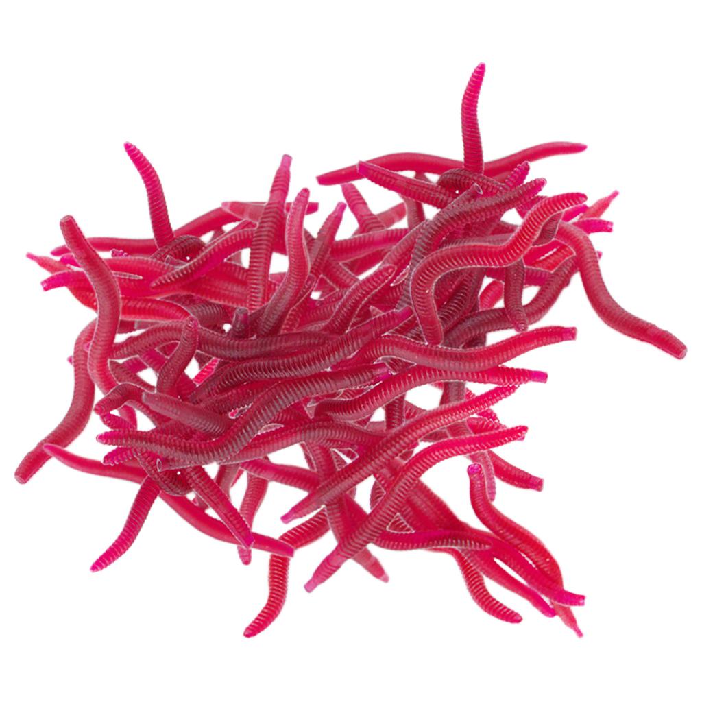 100pcs/pack Earthworm Fishing Bait Red Worm Fishing Lures