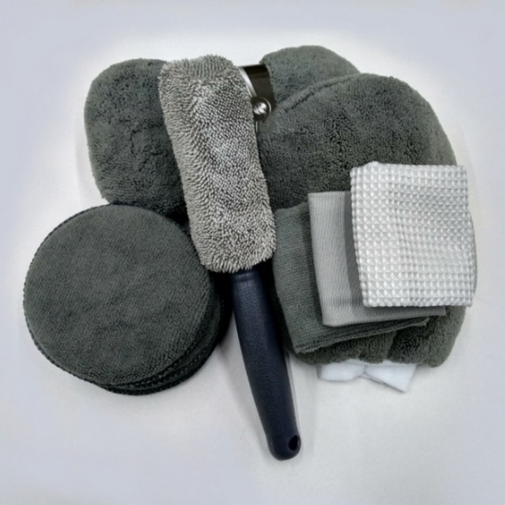 Set 9 Bộ Khăn Rửa Ô Tô MicroFiber Chuyên Dụng