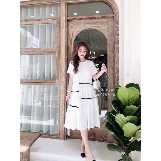 Váy bầu cao cấp chất cotton pha vonthiết kế sang chảnh mặc đi làm đi chơi đều đượcFree size 43~68kg