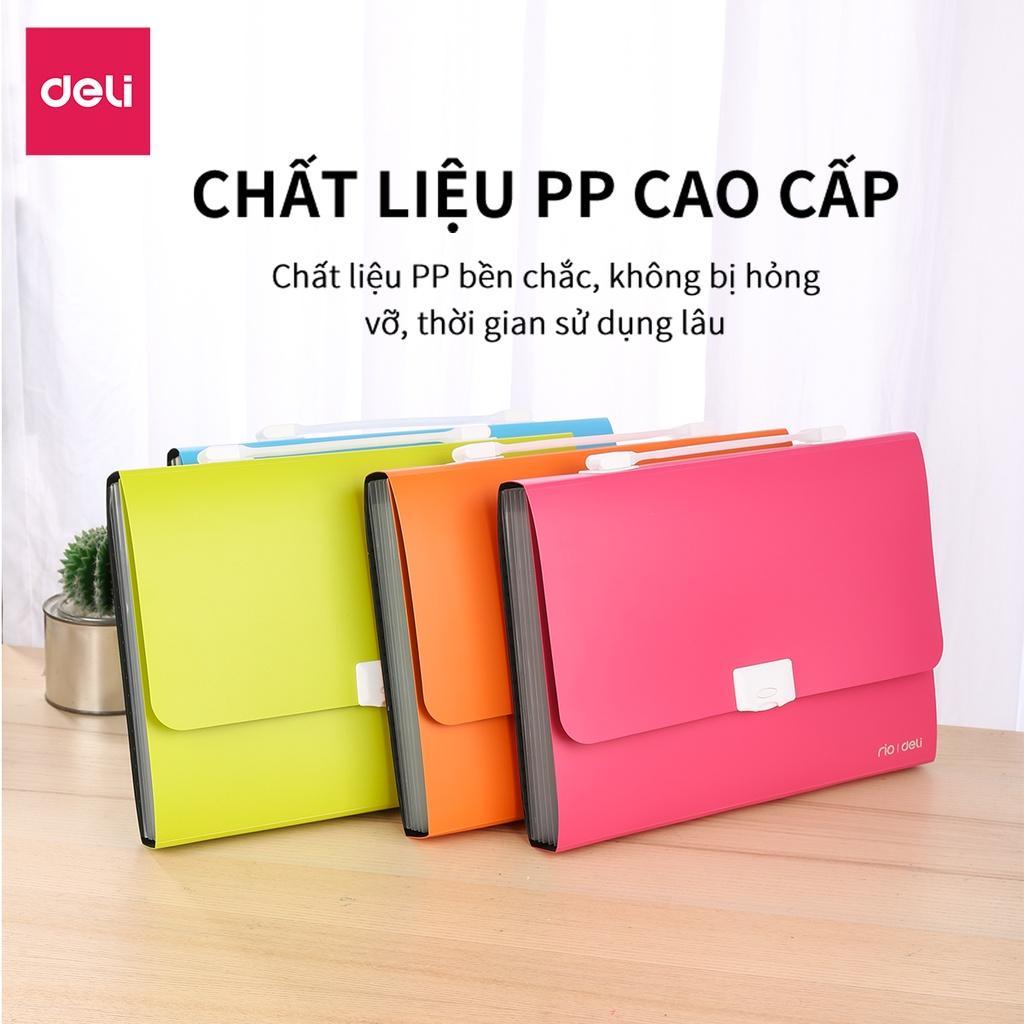 Cặp A4 Nhựa 6 Ngăn Đựng Tài Liệu Phân Trang Deli - Lưu Trữ Tài Liệu Phù Hợp Học Sinh Văn Phòng - 38125