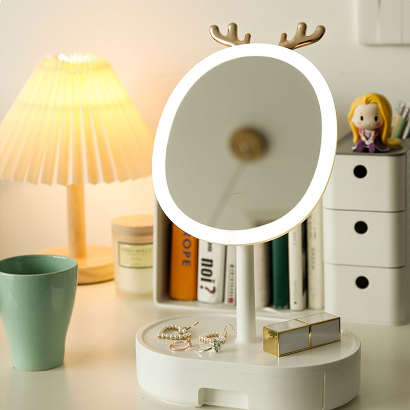 Gương Để bàn kèm ngăn kéo có Đèn LED Tiện lợi bền đẹp - Gương để bàn có Đèn LED Cao cấp hiện đại PR21