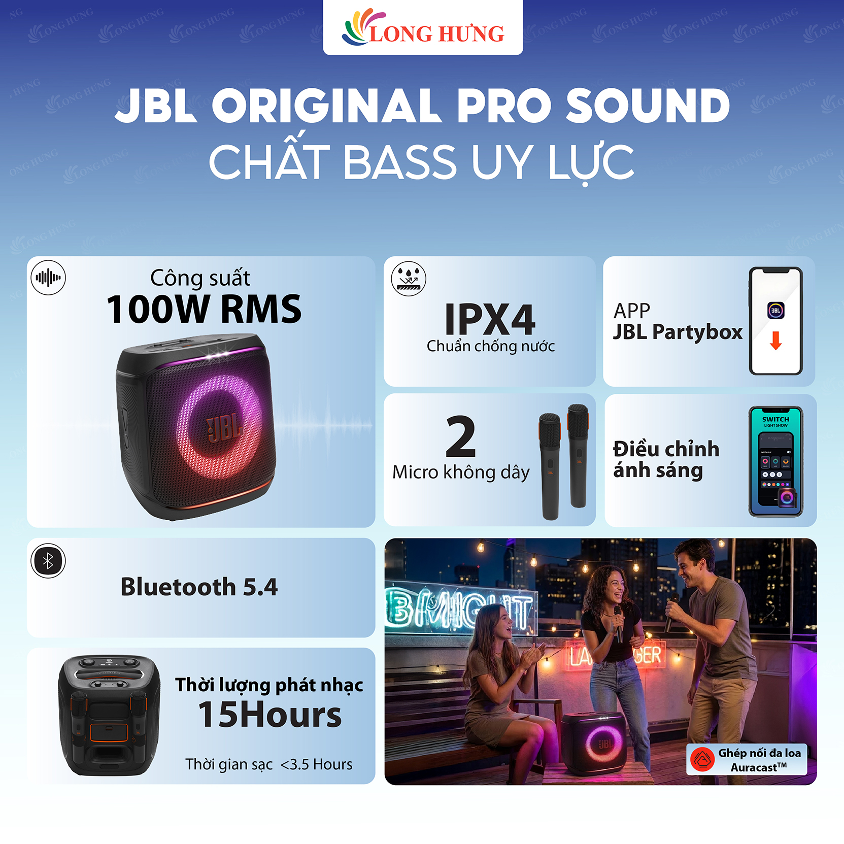 Loa JBL PartyBox Encore 2 JBLPBENCORE22MICAS - Hàng chính hãng