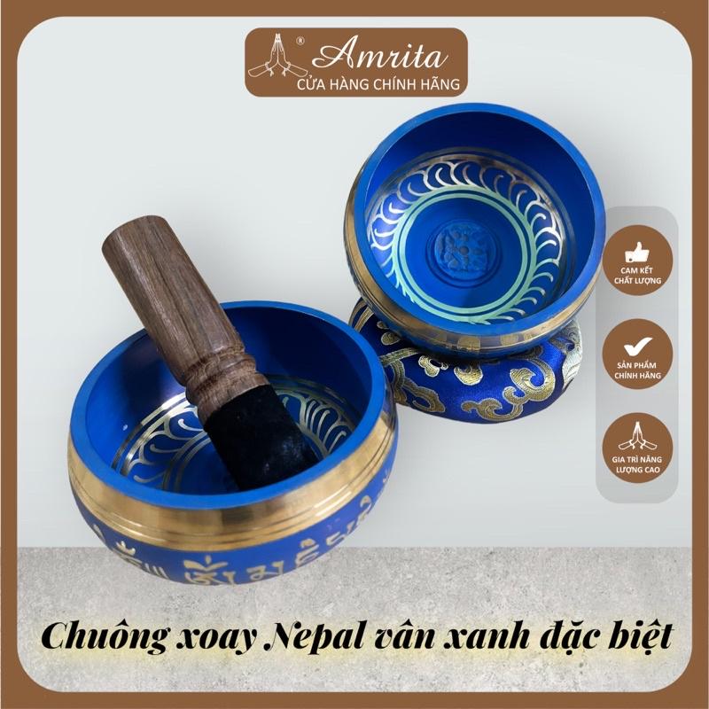 Chuông xoay Tây Tạng (Nepal) - Singing Bowl - chuông xoay Nepal -singing bolws - xanh -chuông xoay fullmoon Amrita