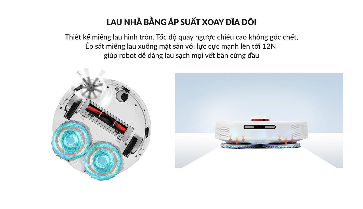 Robot hút bụi lau nhà tự động thông minh Lydsto W3 lức hút 5000Pa diện tích hoạt động 200m2 - Hàng chính hãng