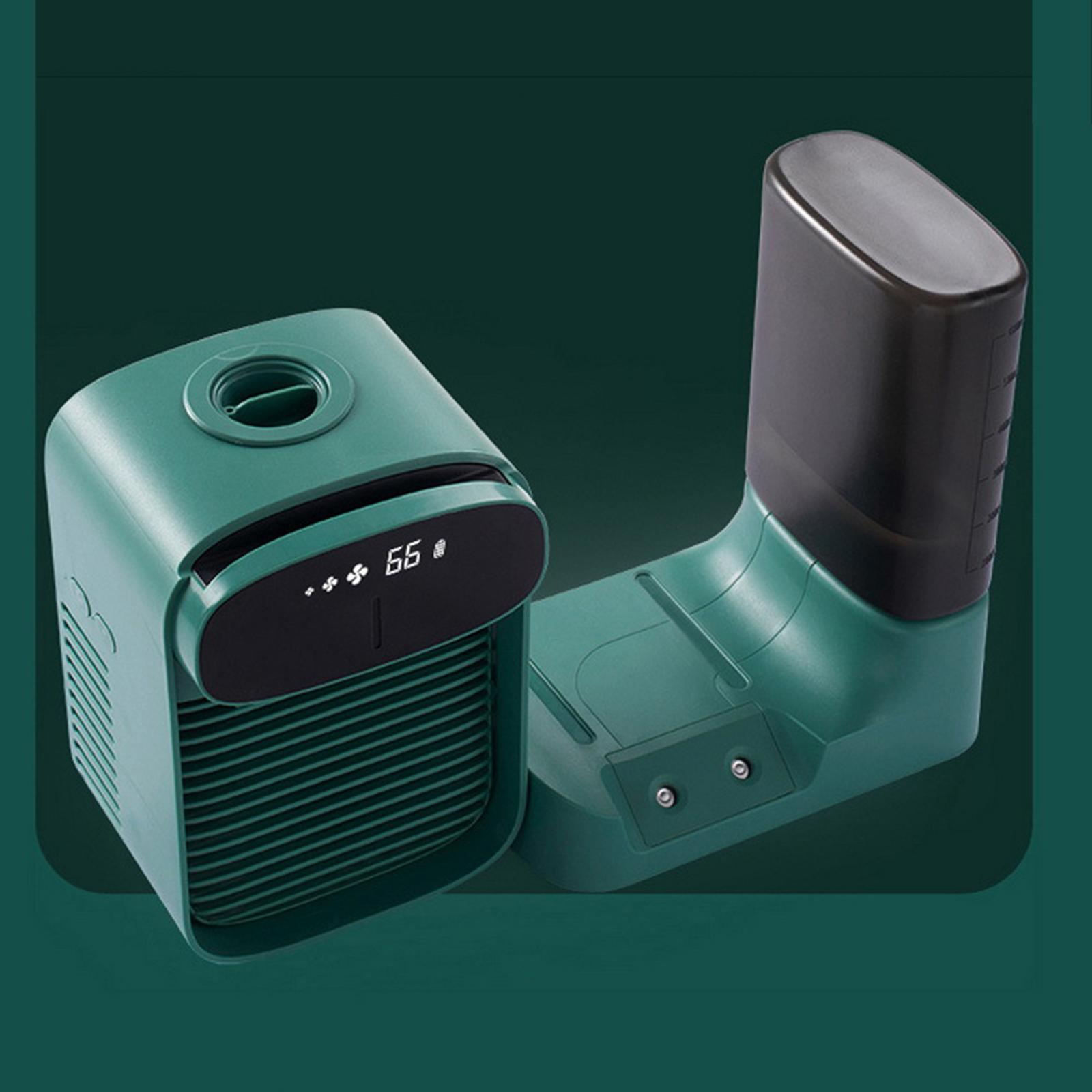 Portable Air Conditioner Cooler, Noiseless Fan USB Rechargeable Desk Fan with 3 Speeds, LED Display, Office Cooler Humidifier for Home Dorm Car