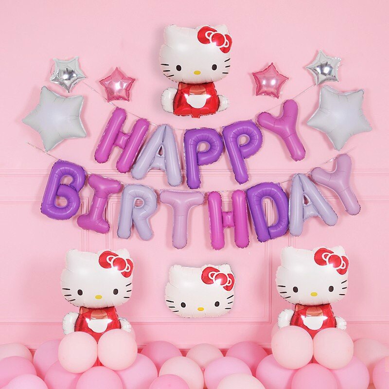 Set trang trí sinh nhật đáng yêu cho bé gái hello kitty theme upkp12