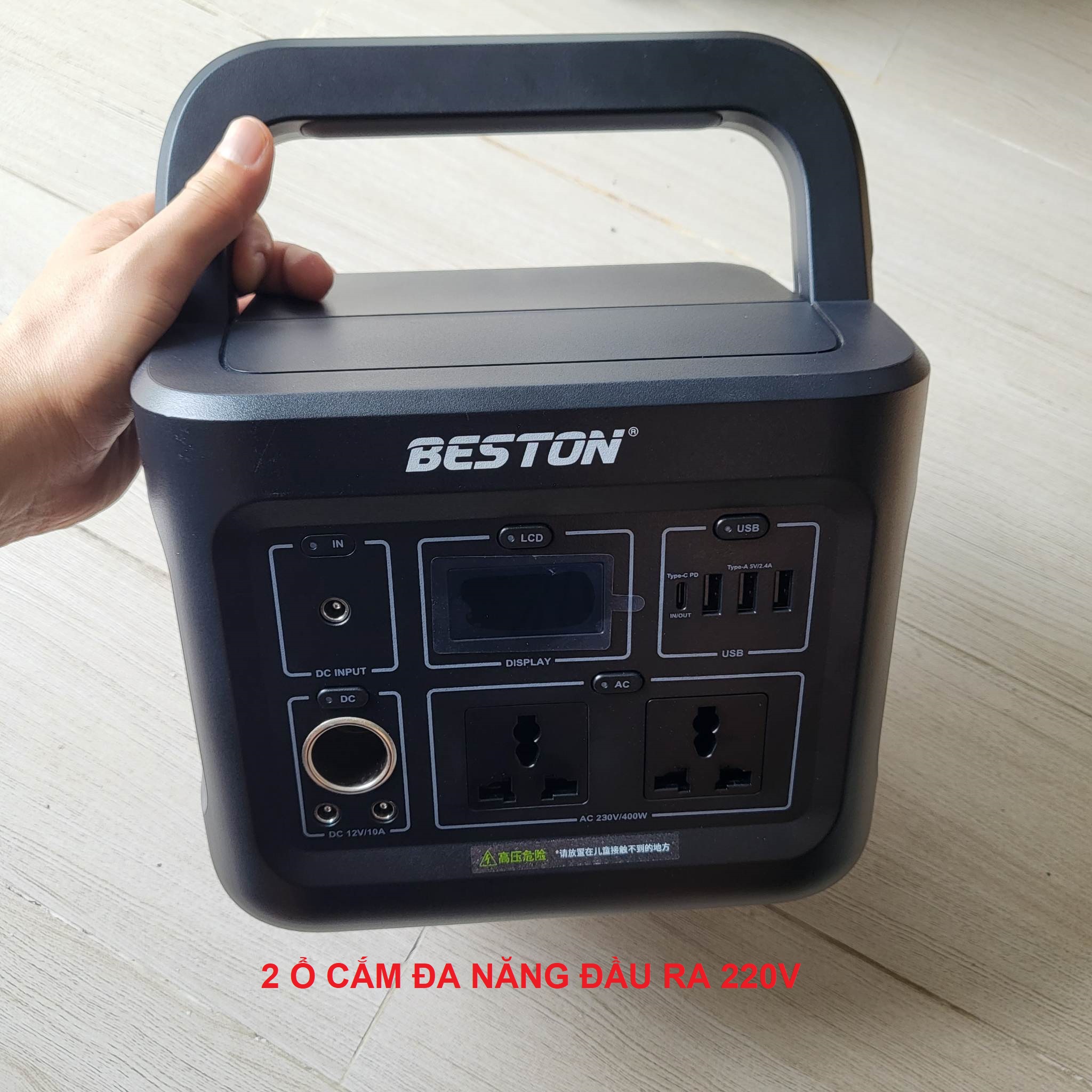 Pin sạc dự phòng cao cấp, trạm sạc lưu điện du lịch BESTON 220V công suất 400W Dung lượng 112000mAh hỗ trợ đi cắm trại, dùng quạt điện, máy chiếu, phòng khi mất điện - Hàng nhập khẩu