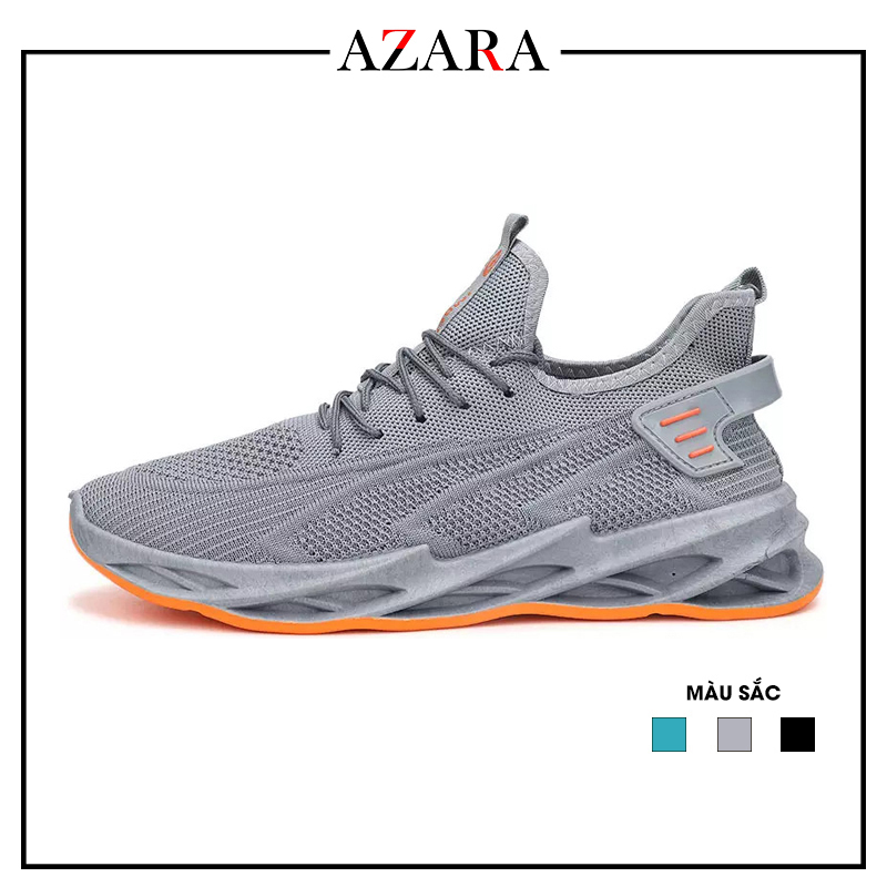 Giày Thể Thao Nam AZARA - Giày Sneaker Màu Đen -  Xanh Đen - Xám, Đế Êm, Chống Trơn Trượt, Ôm chân - G5075