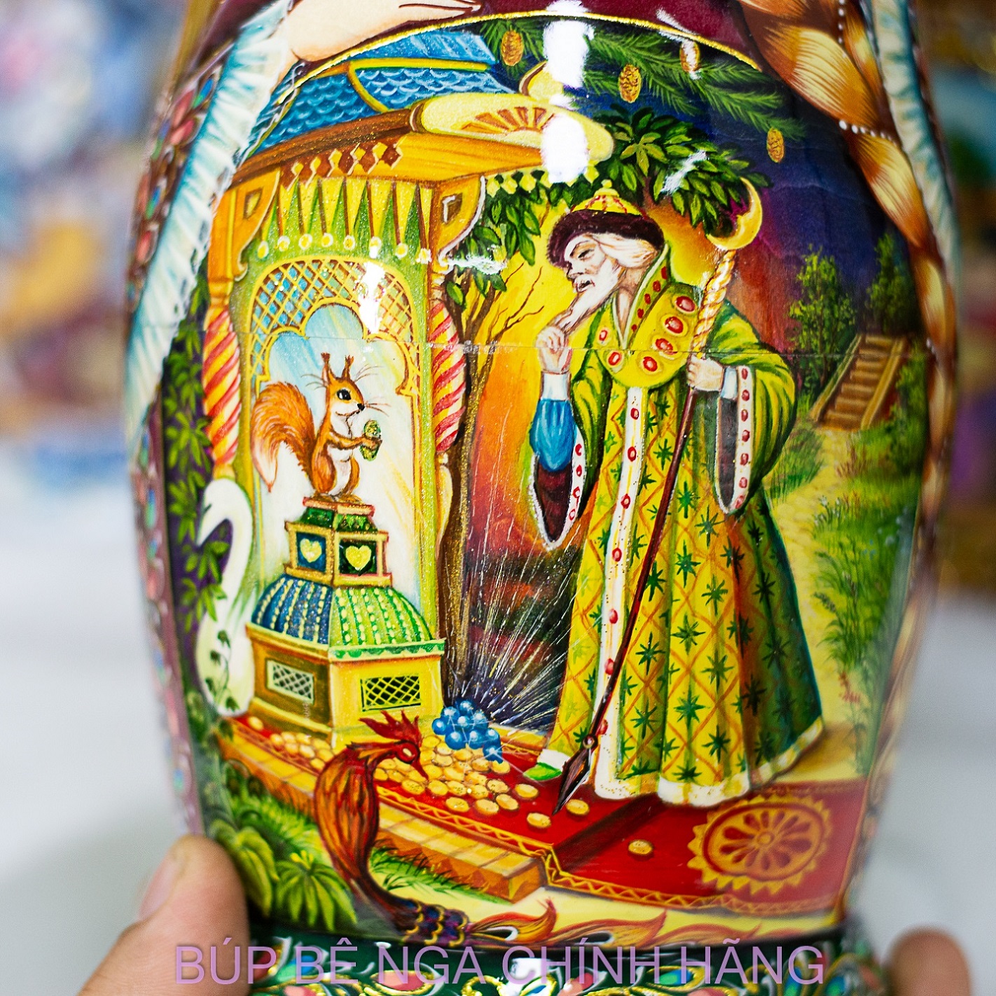 BỘ BÚP BÊ NGA MATRYOSHKA CAO CẤP 10 LỚP 26CM HOA VĂN "CHUYỆN CỔ TÍCH VUA SALTAN" CỰC ĐẸP VÀ SANG TRỌNG