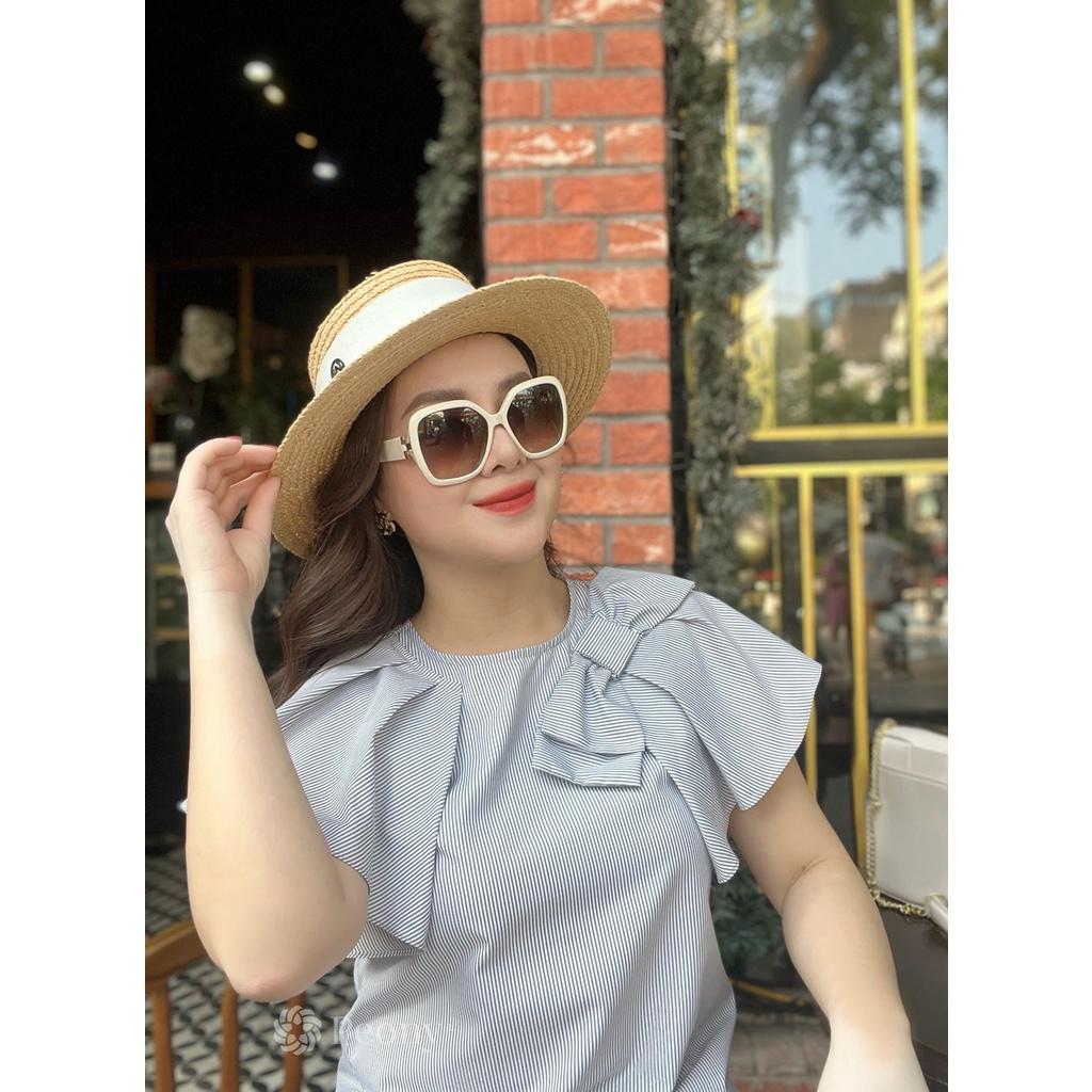 Áo nữ kiểu dáng rộng, tay bèo, nơ tiểu thư, thoáng mát, hot hè Peony - MELISSA TOP