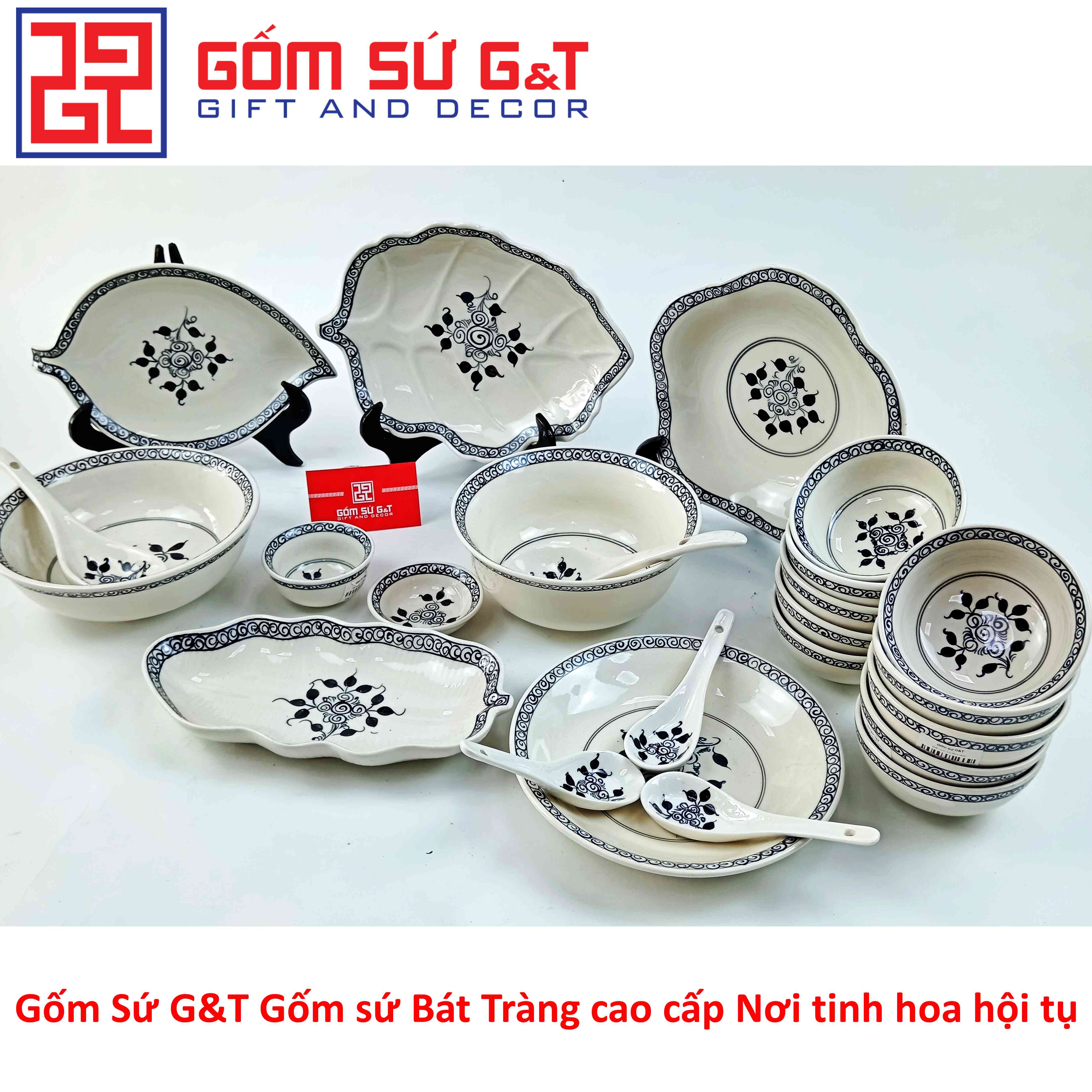 Bộ đồ ăn 10 người vẽ hoa móc set 1 Gốm Sứ G&amp;T