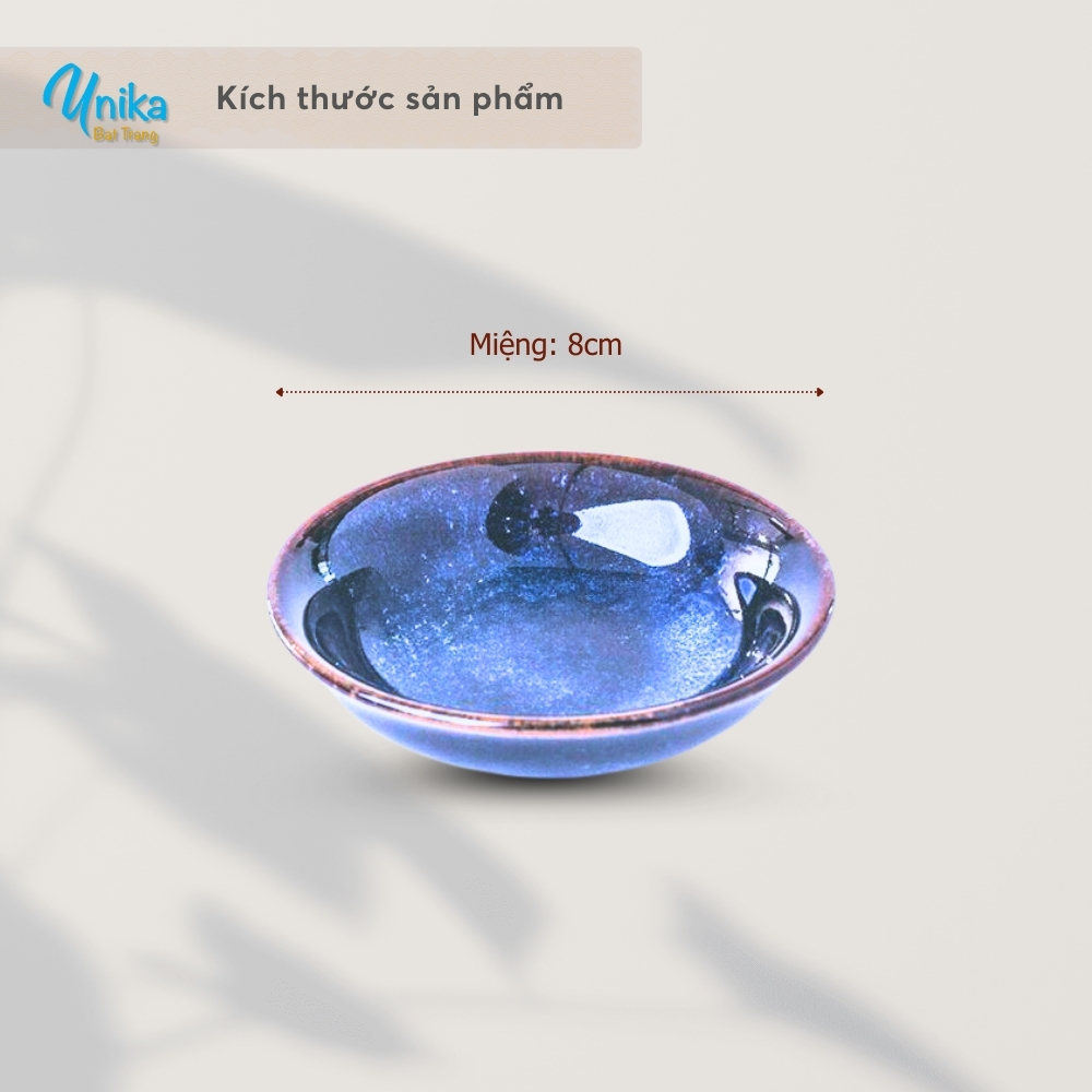 Đĩa Muối Men Xanh Hoả Biến - Đĩa Gia Vị Men Xanh Hoả Biến (đường kính 8cm) - Gốm Sứ Cao Cấp Unika Bát Tràng