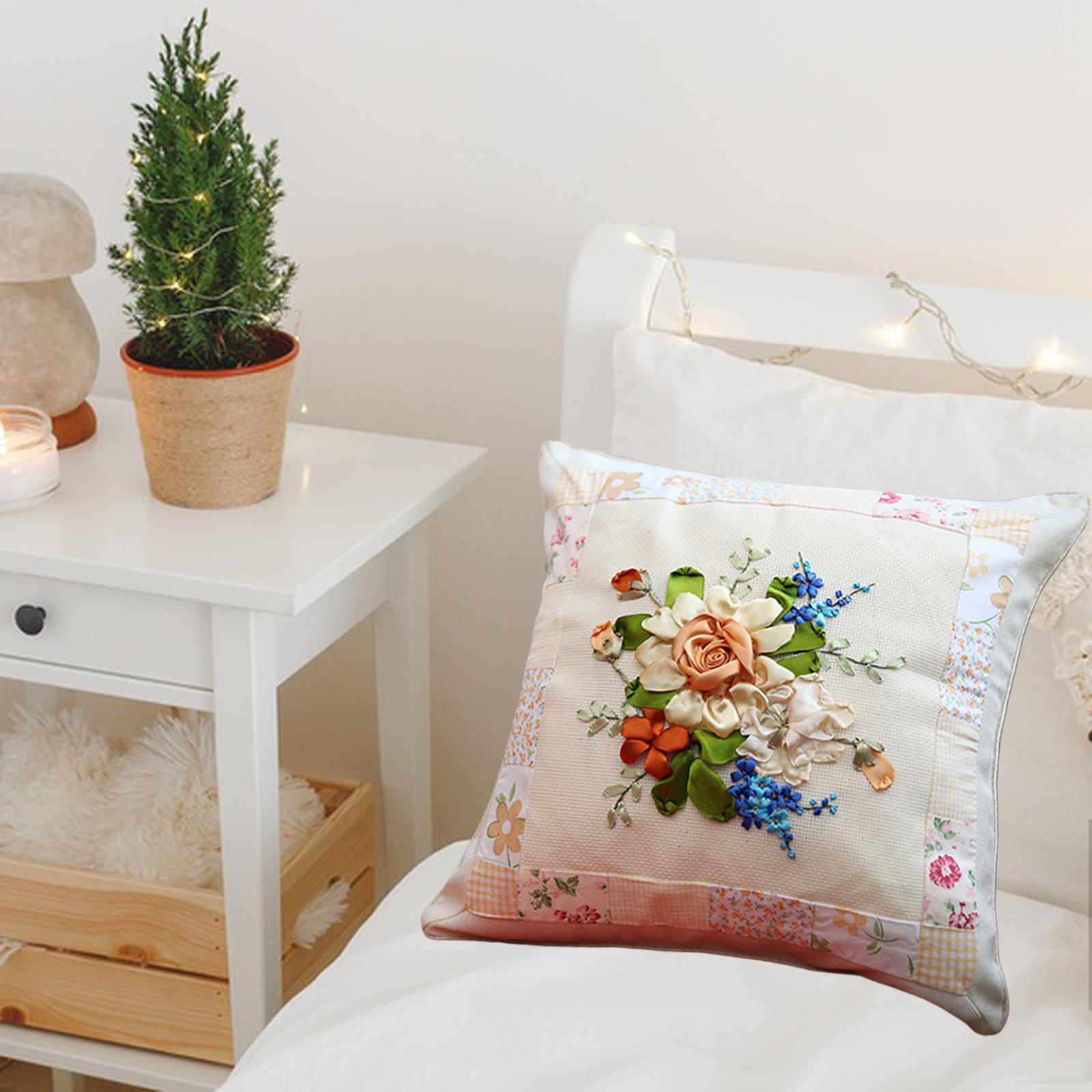 Embroidery Pillow Covers Sewing Craft Floral Pattern for Wedding Bedroom