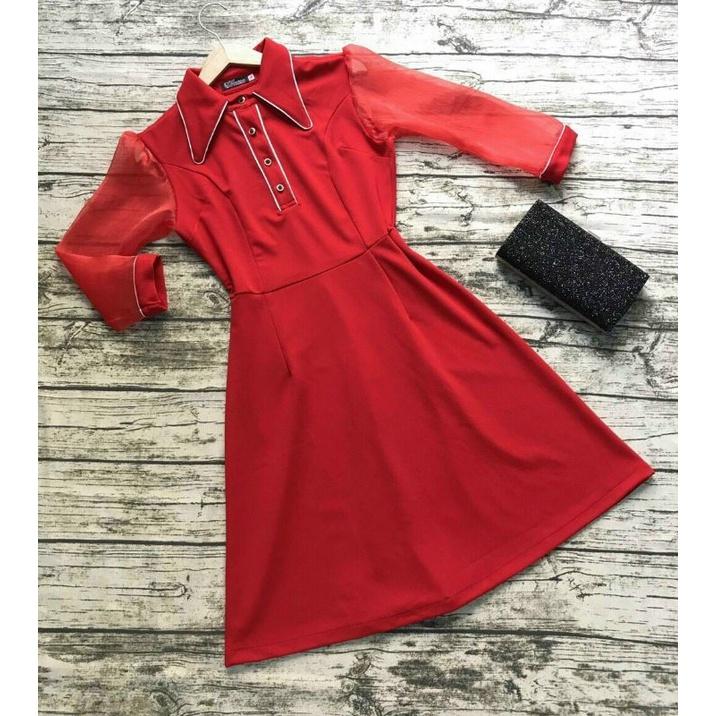 ĐẦM XÒE CỔ SƠ MI TAY DÀI