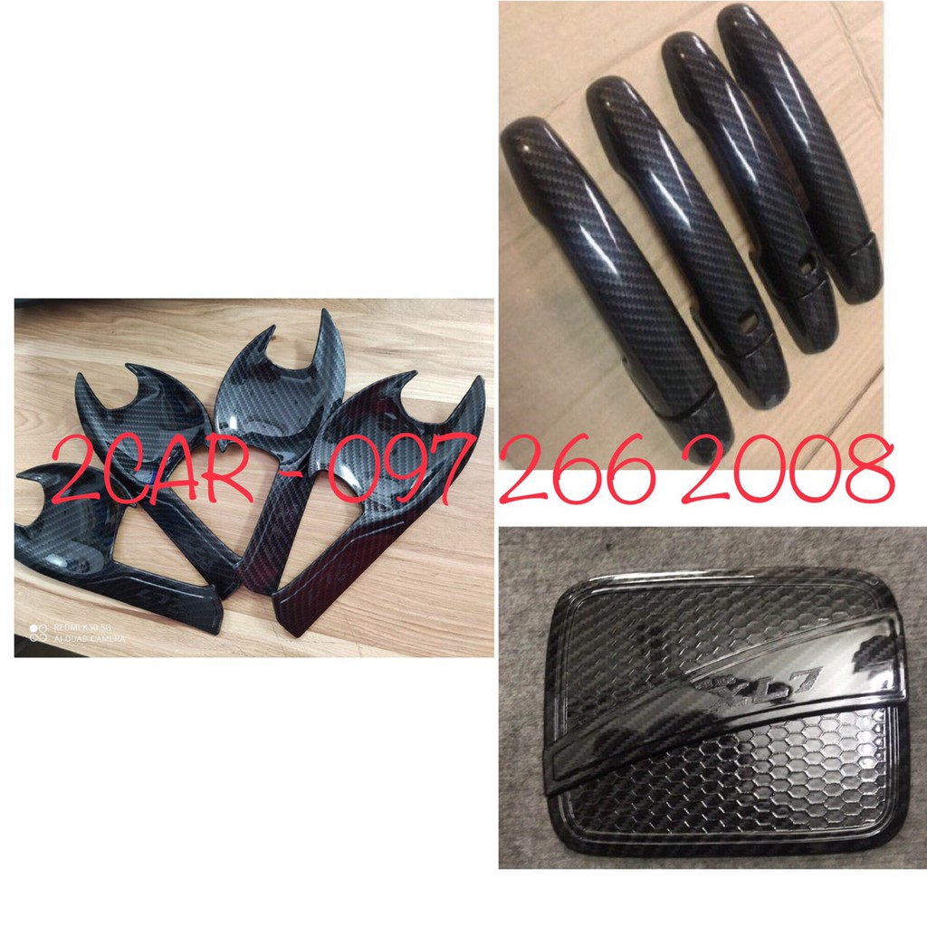 Ốp Tay nắm, Hõm Cửa, Nắp xăng cacbon Xe Suzuki XL7 2020- 2021- 2022-2023 Vân Carbon hàng đẹp