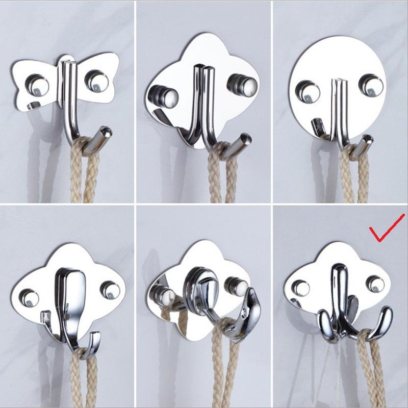 Móc áo, khăn 2 chấu được làm từ chất liệu 100% Inox 304 bền chắc,chịu lực tốt, tải trọng lớn