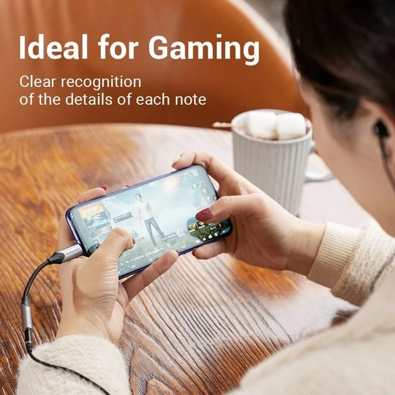 Jack chuyển Type C to 3.5 Vention tích hợp chip giải mã DAC 24bit 96kHz cho Samsung/ Xiaomi/ Laptop/ iPhone15-16 _ Hàng chính hãng