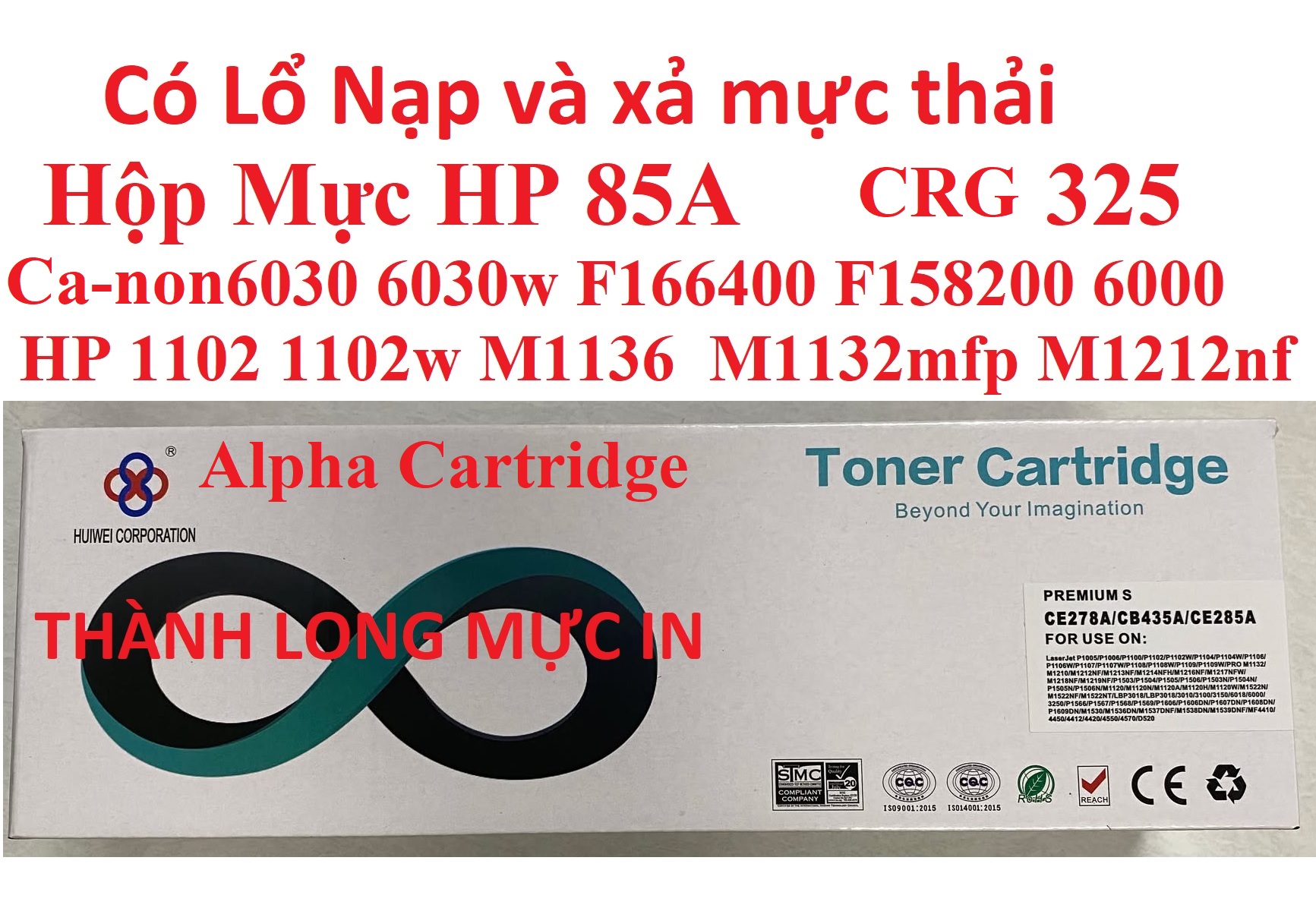 Hộp mực 85A 35A dành cho máy in Canon LBP 6000 6030 6030w F158200 HP P1102/P1212/P1102W/1136/1216/1130 - LBP 3010/3050/3020 Hàng chính hãng Alpha Cartridge