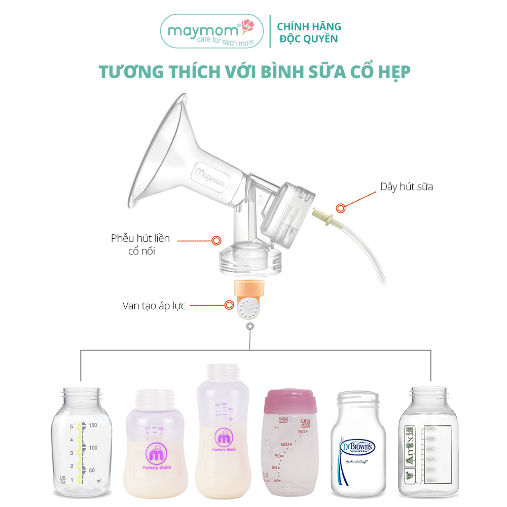 Phễu Hút Sữa Liền Cổ Nối Maymom, Phụ Kiện Thay Thế Máy Vắt Sữa Medela Pump-Sonata-Freestyle-Swing