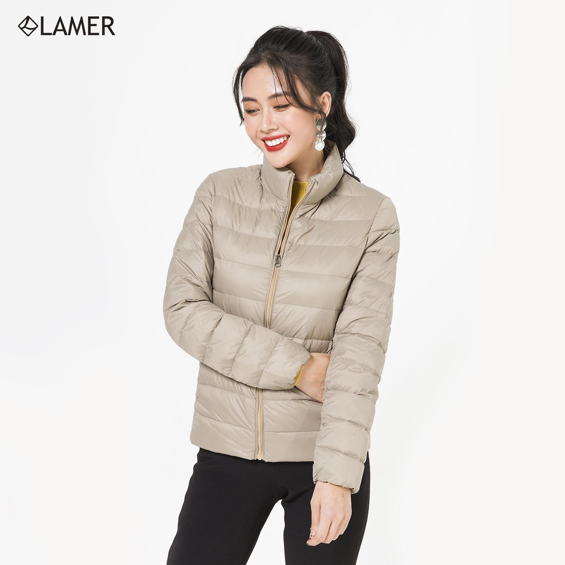 Áo phao lông vũ dáng ngắn LAMER N65P20T002