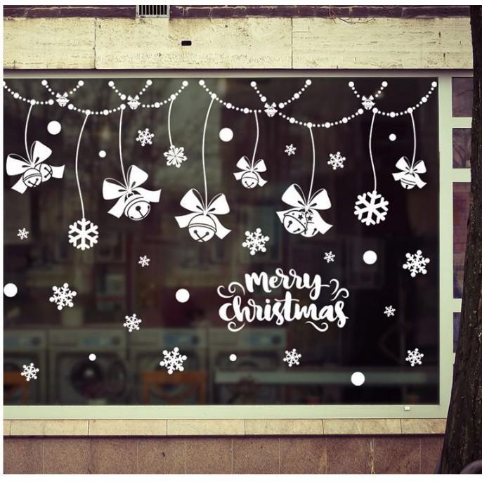 Decal trang trí noel rèm nơ trắng