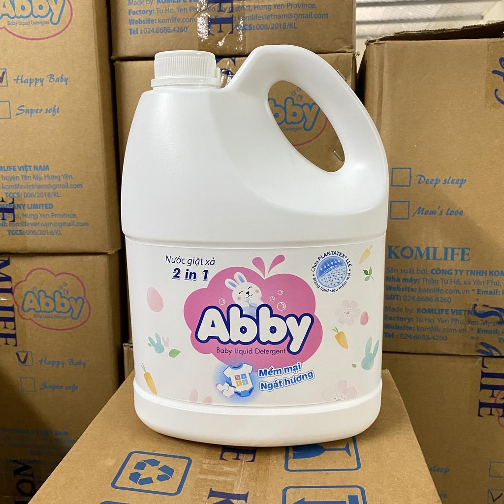 Nước giặt xả mẹ và bé 3500 ml ABBY tự nhiên, an toàn, làm mềm vải, hương thơm dịu nhẹ, sạch vết bẩn trẻ em