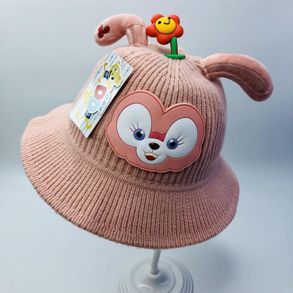 Nón cho bé, mũ bucket len hình thỏ con có dây đeo siêu cute - HOT