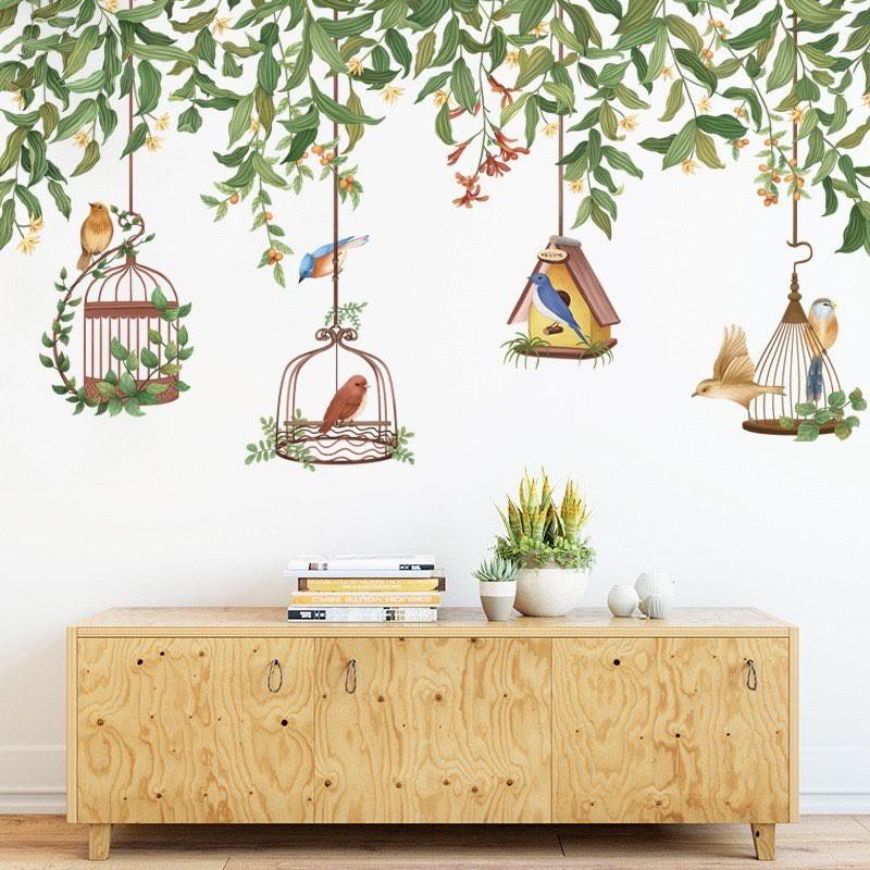 Decal dán tường trang trí lồng chim Bắc âu