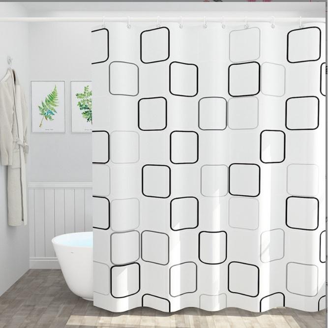 rèm treo nhà tắm có móc treo ô vuông - 180x180cm