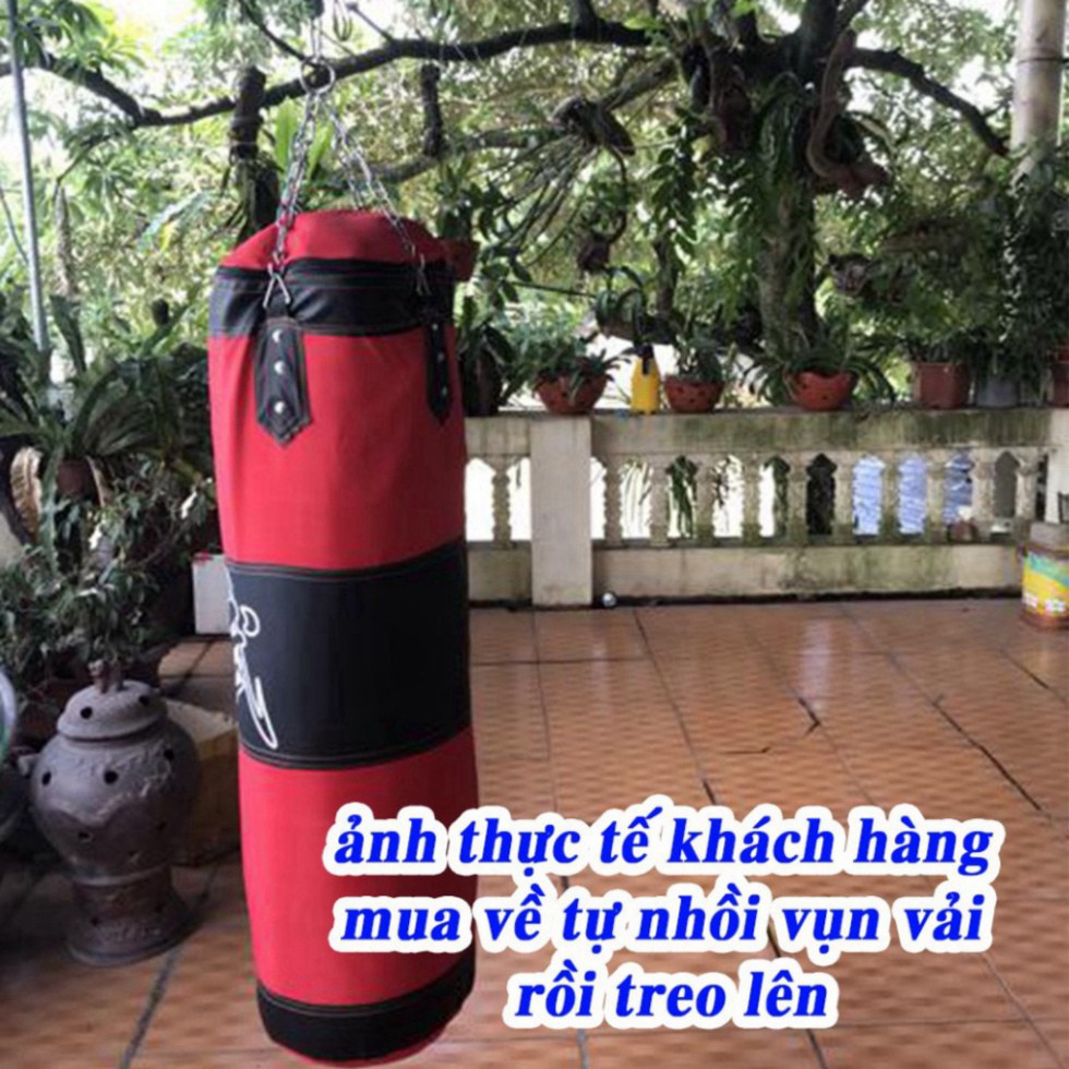 Sét vỏ bao cát đấm bốc boxing 3 lớp + găng mma hở ngón cao cấp + băng đa 5 m siêu bền - Tặng kèm dây xích + móc treo + vít nở sắt