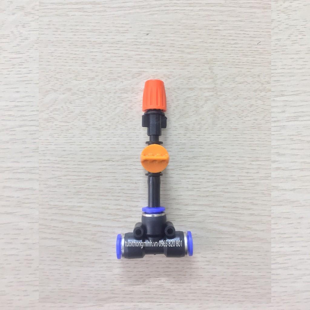 Béc phun sương đơn có van khóa đầu béc kết nối ống 8mm