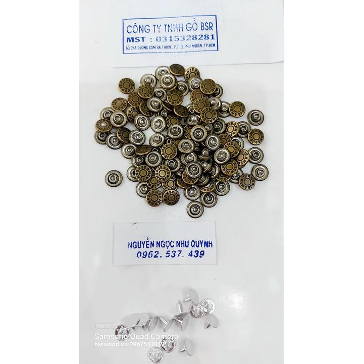 Nút đinh tán cố định túi trước quần jean Bằng thau không gỉ Màu đồng Màu khói Bịch 100 cái