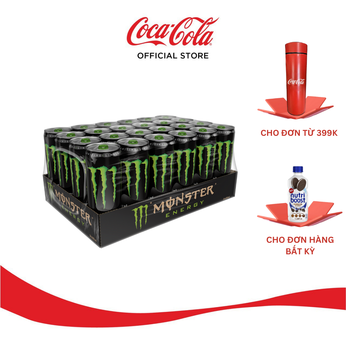 Lốc 24 Lon Nước Tăng Lực Giải Khát Monster Energy 355ml/Lon Sale 4.4 Coca-Cola Official Store