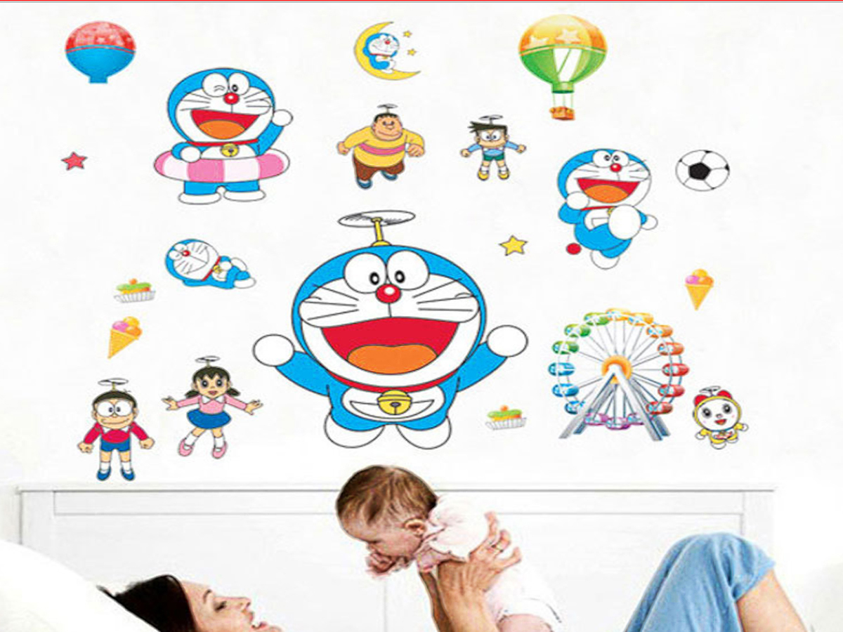 DECAL DÁN TƯỜNG DORAEMON CHONG CHÓNG TRE VÀ NHỮNG NGƯỜI BẠN