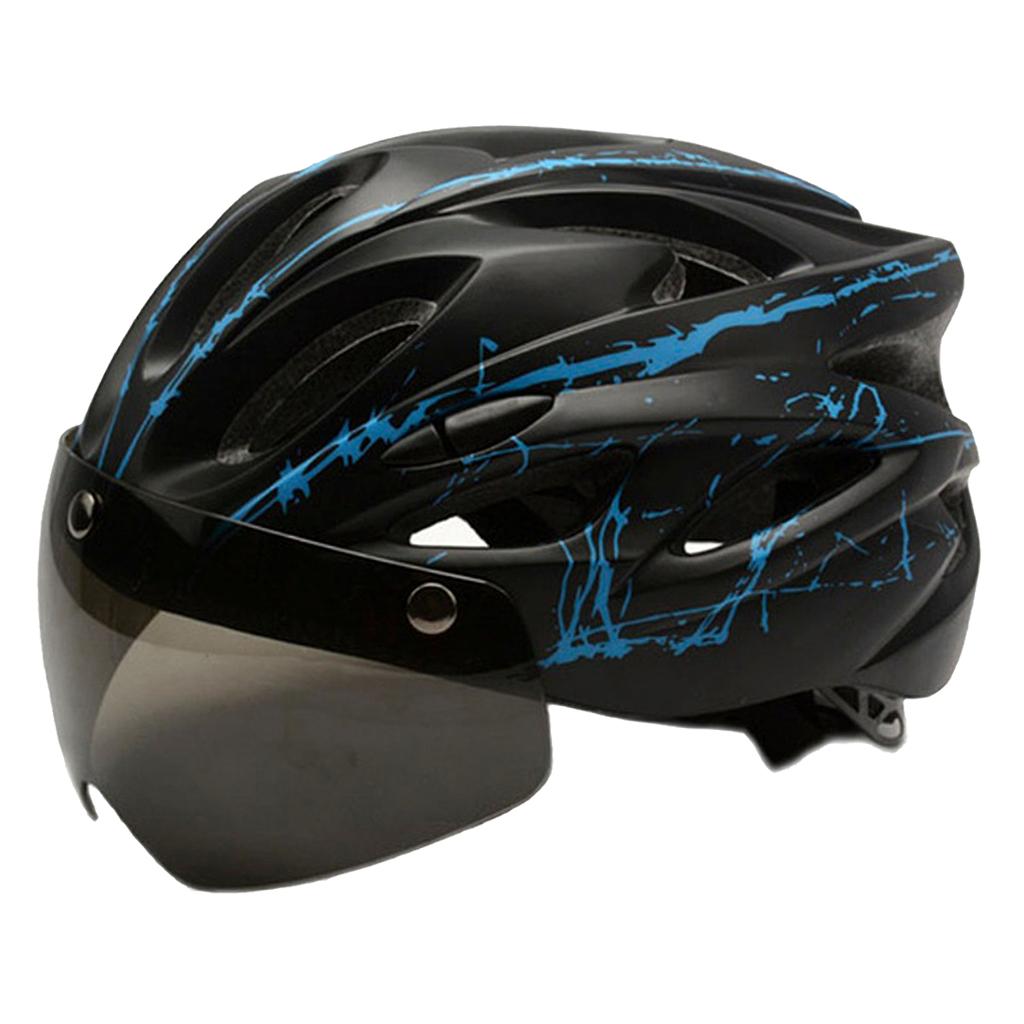 Adult Bike Helmet Women Men Bicycle Helmet with Magnetic Goggles Black Red
