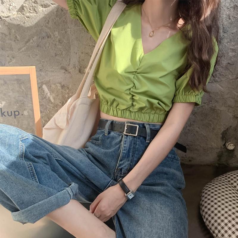 Áo croptop kiểu sơ mi nữ Ulzzang Quảng ASC89