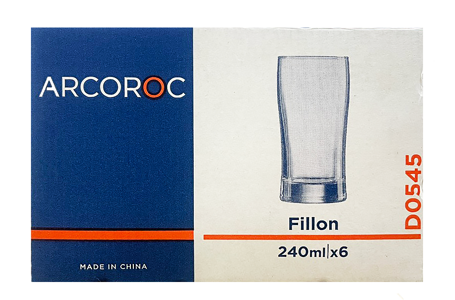 Bộ 6 Ly Thủy Tinh Cao Cấp Arcoroc D0545 Dung Tích 240ml Set Ly Thủy Tinh Trong Suốt Dùng Uống Nước, Bia, Cà Phê