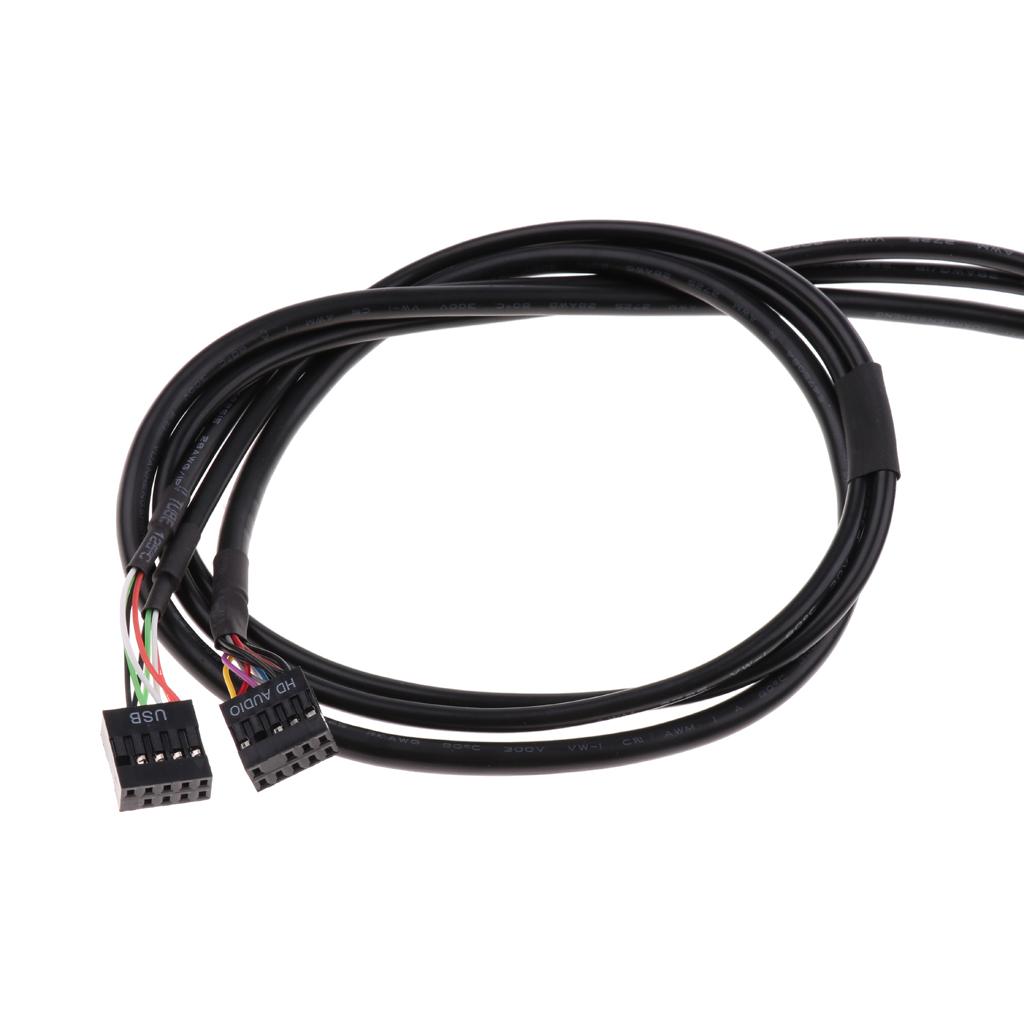 Motherboard 9 Pin to 2 Port USB2.0 Audio Front Panel Expansion Bracket Cable
