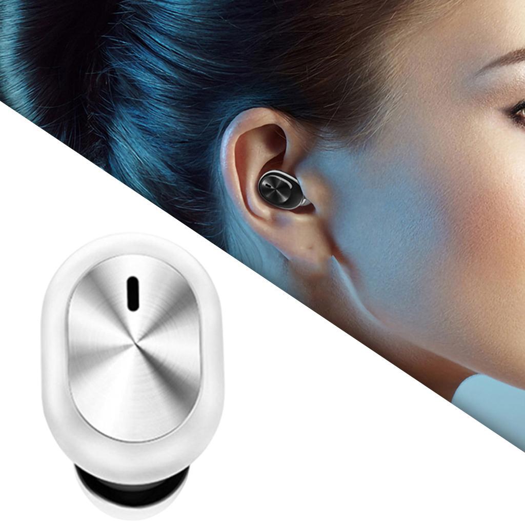 Single Bluetooth 5.0 Earbud Wireless Earphone Headset Headphone with Mic White