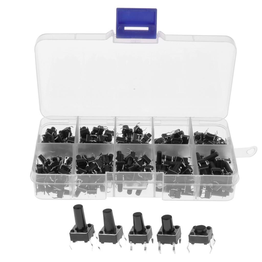 200Pcs/lot 6x6mm Tactile Push Button Switch Micro Momentary Assortment Parts