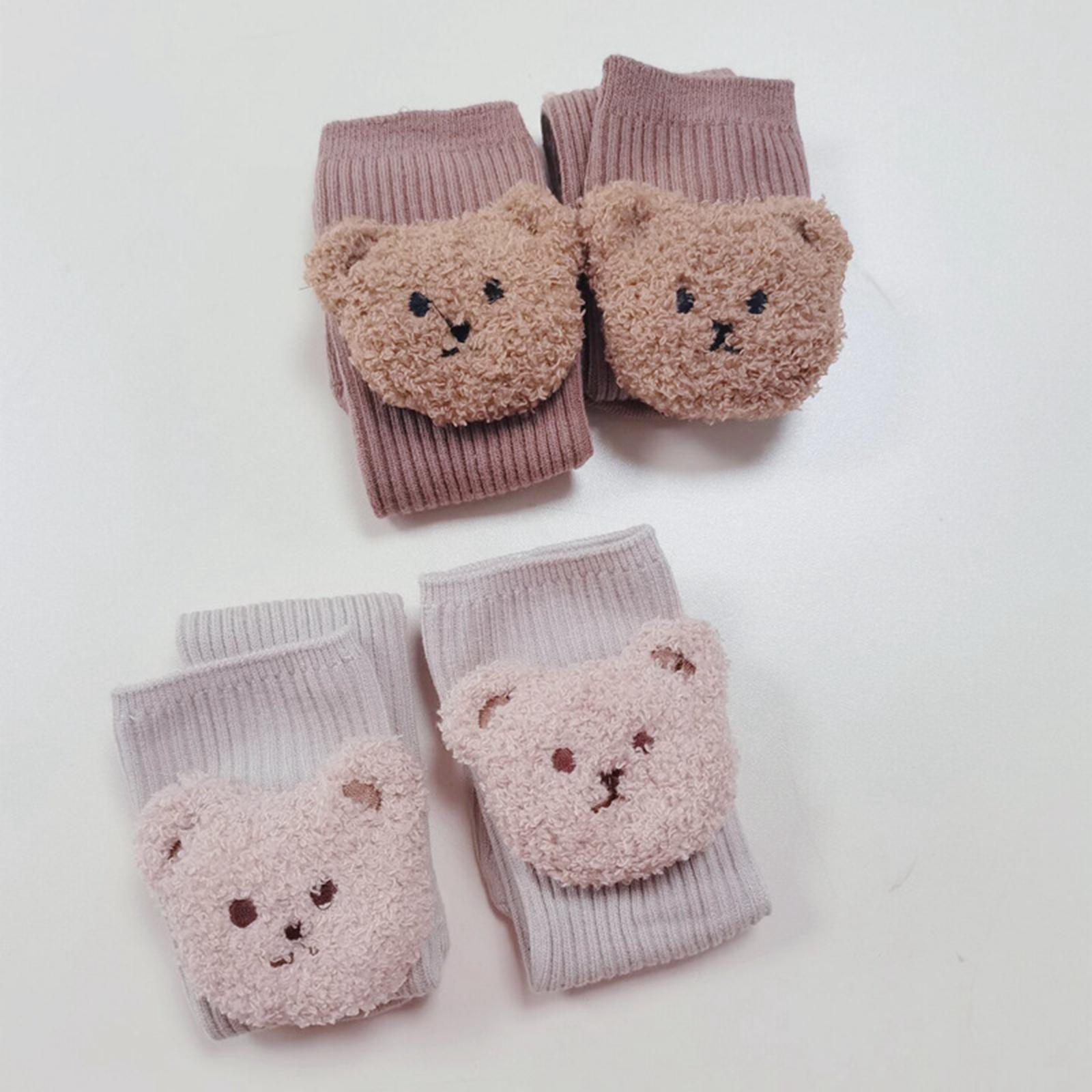 2 Pairs Thickened Baby Socks 3D Bear Cartoon Cotton for Boys Girls Infant