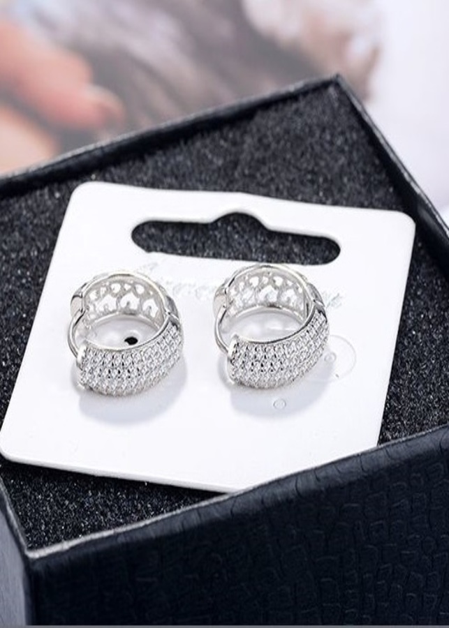 Hoa tai nữ thời trang khoen bấm tròn S925 HT171