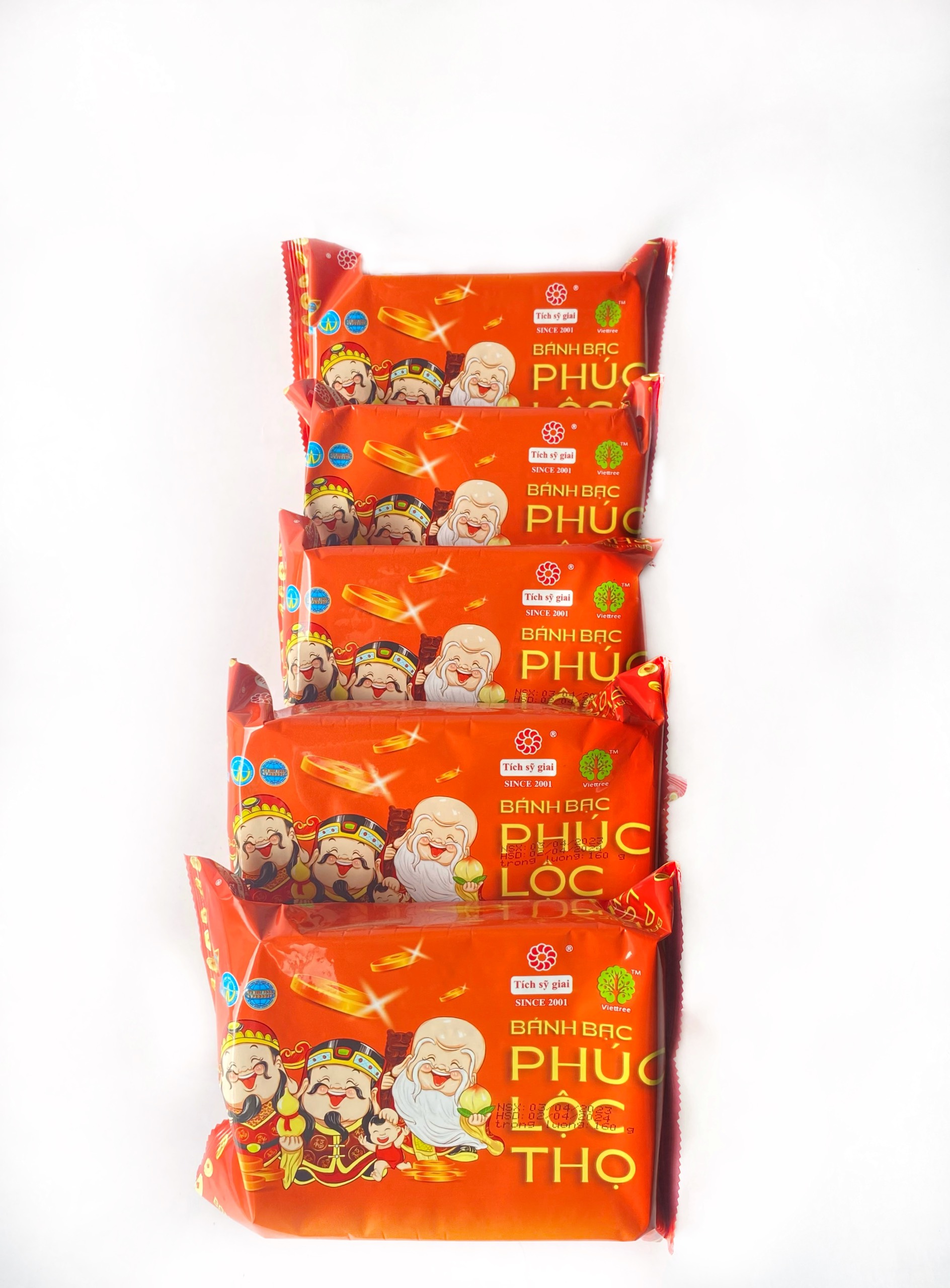 [COMBO] Bánh bạc Phúc Lộc Thọ 160 gr Tích Sỹ Giai - 5 gói