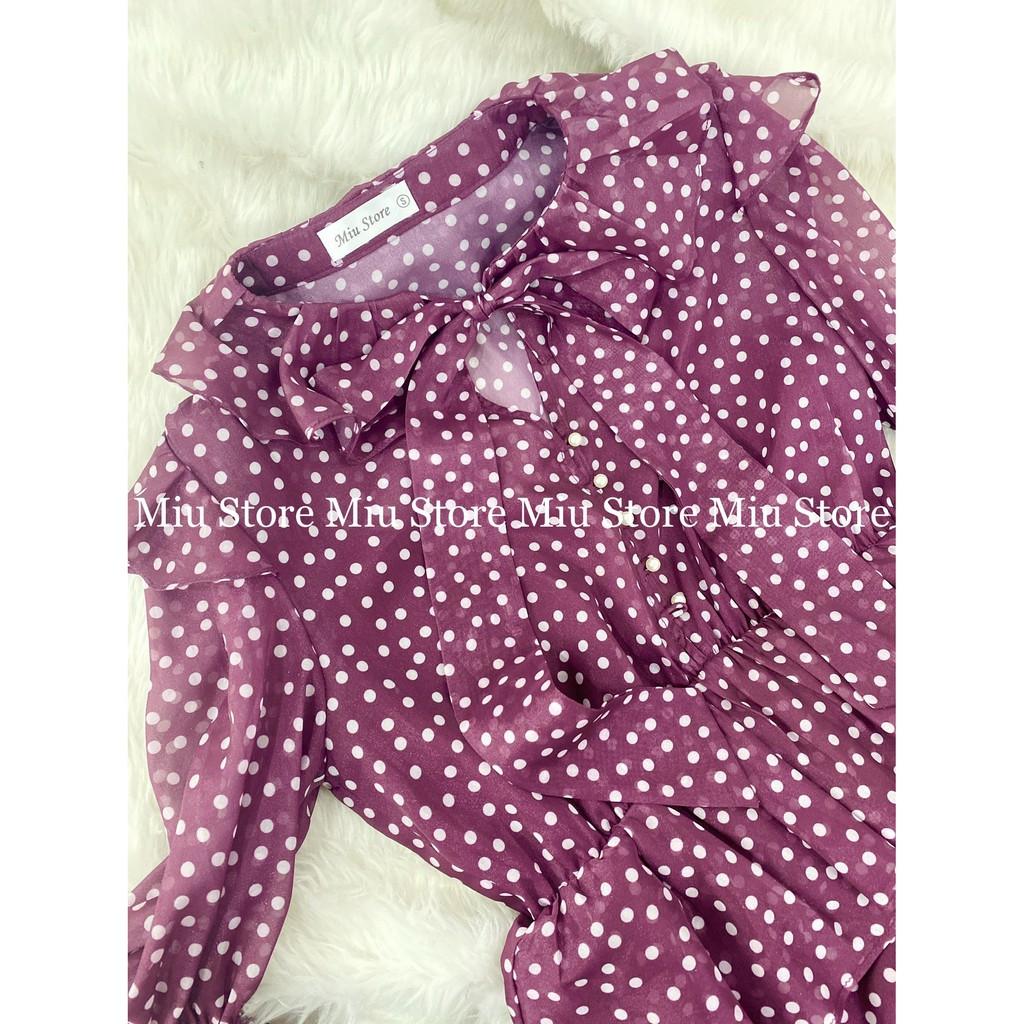 Đầm tay lỡ chấm bi dáng A xòe Miu Store D00131