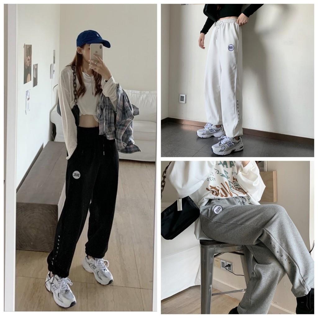 Quần Thun Nỉ Jogger Chữ Thêu Bus 3 Màu cực dễ mix đồ kèm ảnh thật