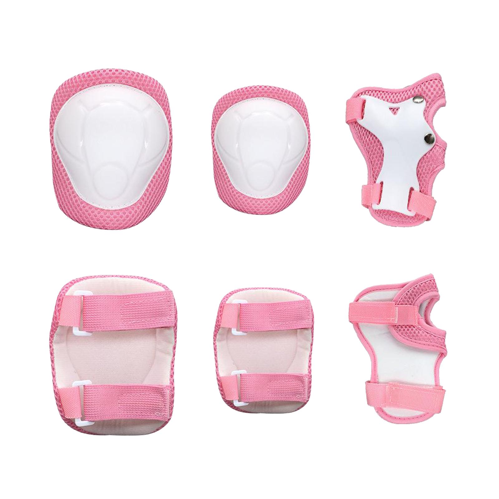 Kids Skateboard Bike Protective Gear Outfit Knee Elbow Wrist Pad Set Pink