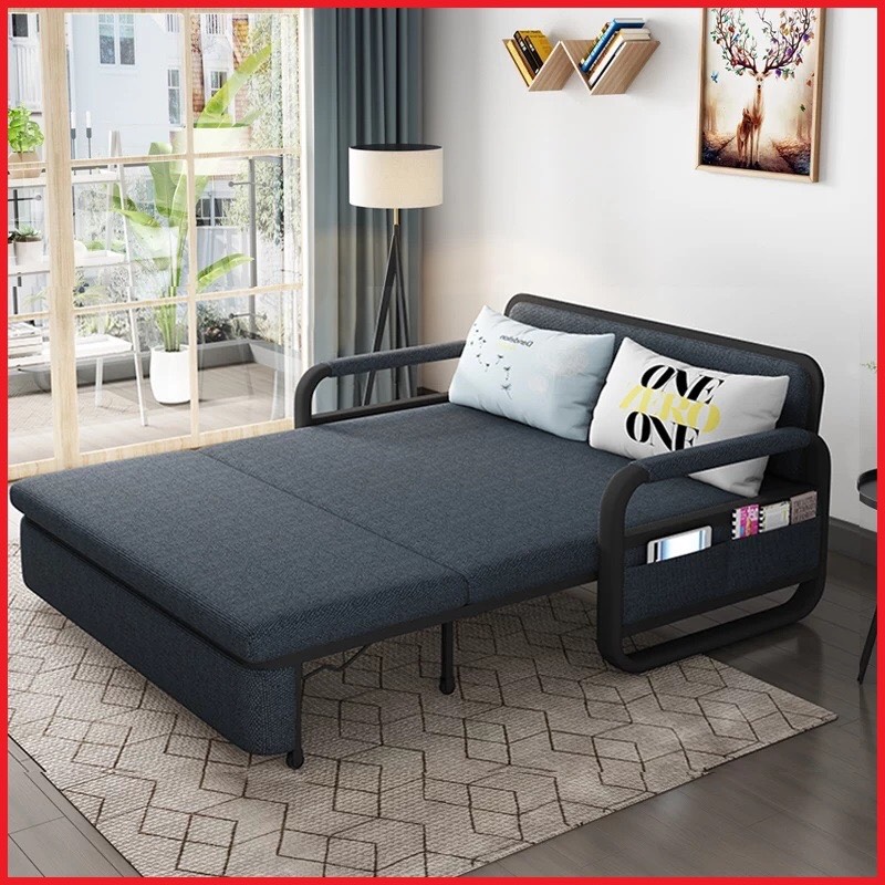 Giường Sofa Gấp Gọn Thành Ghế Sofa. Sofa Giường Đa Năng KT 1m28 x 1m9 Tặng Kèm 2 Gối